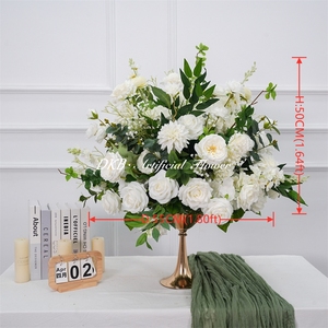 DKB Boule de fleurs artificielle 5D en soie blanche de haute qualité, grande (55 cm), pour centres de table de mariage et décorations de table - Product Image 2