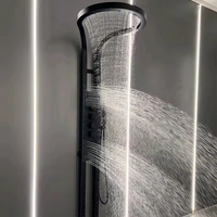 Robinet de douche en laiton avec boutons multiples, finition noir mat, jets doux et pluie pour usage domestique et hôtelier
