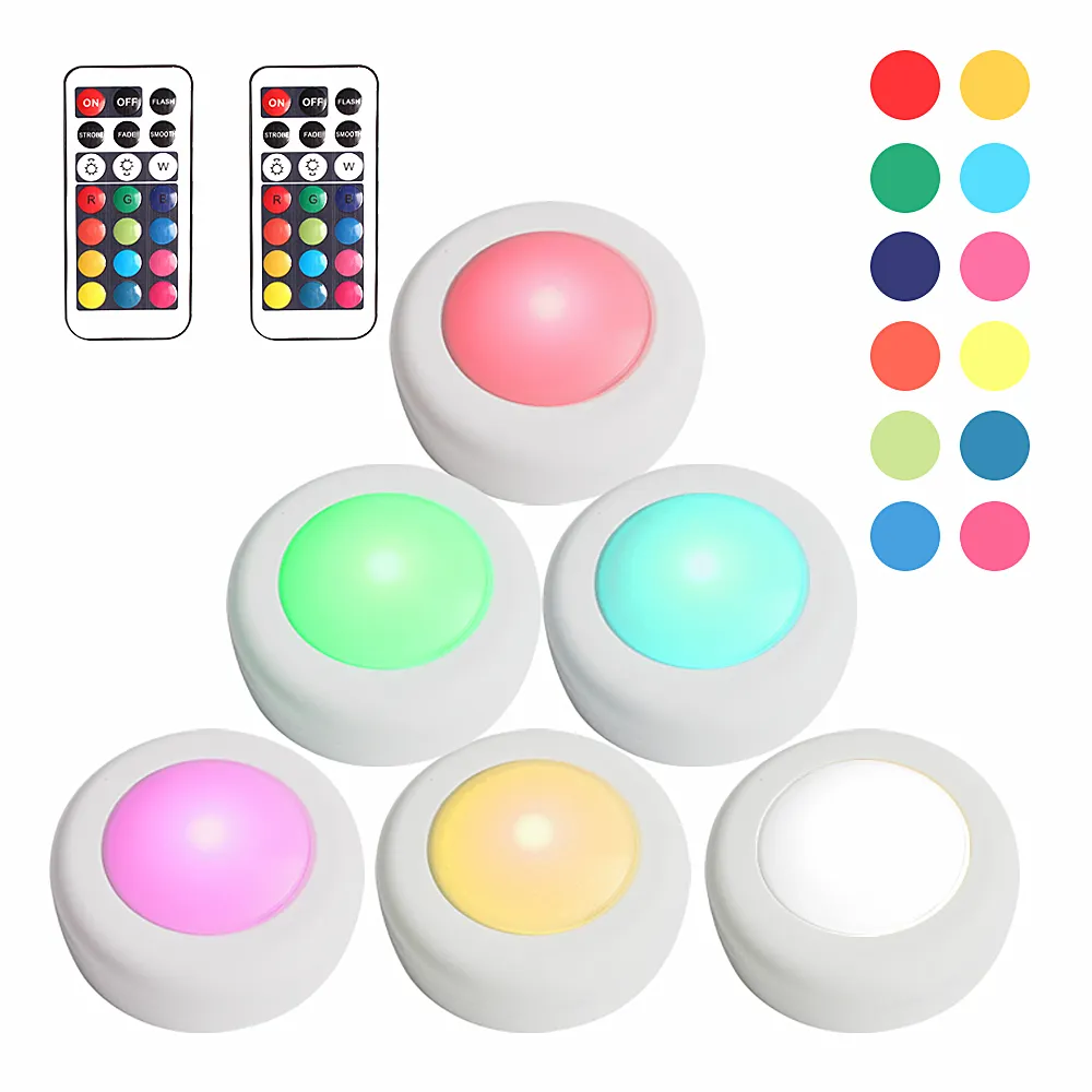 RGB 13 Colors Dimmable Touch Sensor LED Puck Light Closet Cupboard Showcase Drawer Wardrobe Indoor Light