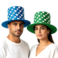 Chapeau haut de forme à imprimé cœurs pour hommes et femmes, chapeau de fête coloré à large bord, chapeau de costume amusant pour événements de carnaval et Halloween