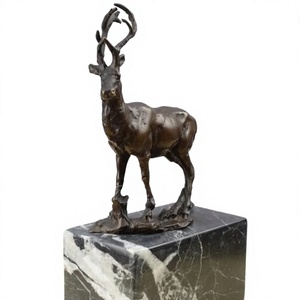 Farmhouse Vintage Style Life Size Bronze Reindeer With Antler Statue Garden Outdoor Accessories Custom Animal Figurine - Product Image 1