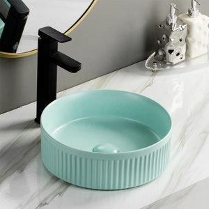Lavabo ovale en céramique coloré Lavabo évier Style traditionnel <span class=keywords><strong>noir</strong></span> mat Art comptoir glaçure meubles de salle de bain - Product Image 3