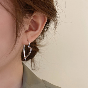 Tim Bạc Màu Bông Tai Dễ Thương Cổ Điển Stud Bông Tai Cho Phụ Nữ Vòng Tròn Có Thể Điều Chỉnh Đám Cưới Thời Trang Đồ Trang Sức - Product Image 3