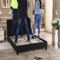 Meubles de chambre à coucher en tissu de lin en gros de Chine Lit jumeau à plate-forme à cadre en bois rembourré double
