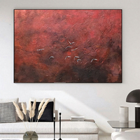 Peinture personnalisée en gros d'oiseaux volants d'art abstrait sur la décoration murale moyenne d'huile de toile rouge pure pour des projets d'hôtel