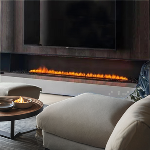 <span class=keywords><strong>Chimeneas</strong></span> eléctricas LED de doble línea modernas, chimenea de vapor de agua con inserto de acero de estilo lineal para interiores sin efecto - Product Image 2