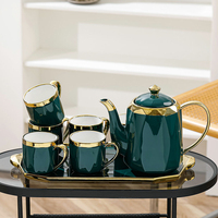Services à thé en céramique de luxe, style européen classique, tasses à café au design simple, réutilisables, ensemble de tasses à café en céramique blanche personnalisées pour hôtel
