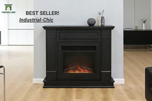 <span class=keywords><strong>Chimenea</strong></span> Moderna Negra de MDF, Soporte de <span class=keywords><strong>Chimenea</strong></span> Independiente Pintado de Primera Calidad para Inserto de <span class=keywords><strong>Chimenea</strong></span> Eléctrica - Product Image 5
