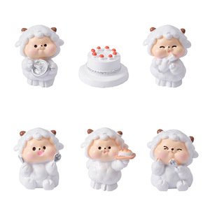 Figuras de ovejas de dibujos animados Dp, decoraciones de escritorio en miniatura de resina para casa de muñecas, accesorios de regalo de cumpleaños - Product Image 2