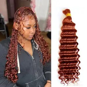 BMF #350 Ginger Color Deep Wave Human Braiding Hair Bulk No Weft Brazilian Braid Hair Extensions For Black Women