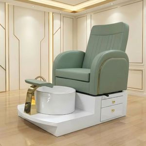 Minimalist Morandi Green Salon Furniture Set Luxury Gold Professional Styling Chairs & Shampoo Units for High-end Beauty Salon - Product Image 3