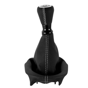 Poignée de levier de vitesse en cuir 5 vitesses avec surpiqûres bleues pour Peugeot 207 307 308 - Product Image 3
