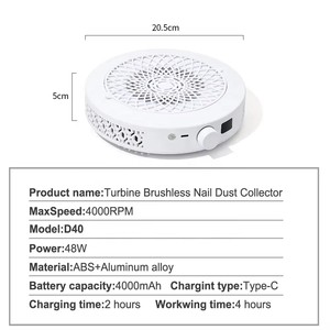 Mini aspirateur à poussière pour ongles rechargeable avec écran HD, vitesse réglable, faible bruit, pour manucure - Product Image 1