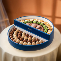 Boîtes d'emballage personnalisées en cuir pour dattes et chocolats de mariage, double couche, avec couvercle transparent semi-acrylique, boîte cadeau pour dattes, bonbons et desserts