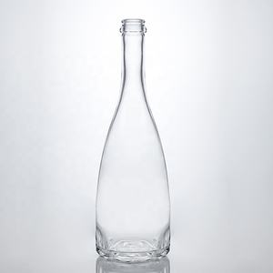 Botella Redonda de Tequila de Vidrio de Pedernal Reciclable, Venta Caliente, con Tapa - Product Image 1