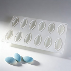 Mango Mousse Cake <b>Silicone</b> Mold 12 Cavity Oval <b>Baking</b> Tool For Dessert Chocolate Ice Cream Commercial Use - Product Image 1