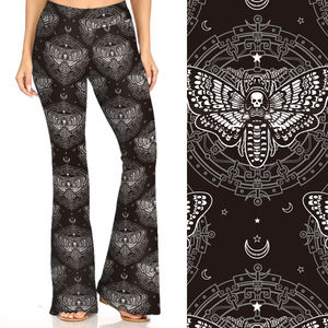 Taille haute Gym Mystical Moth Dead Head Print Flare Leggings avec poches Yoga Fitness Pantalon XL Adultes Trainer Yoga Fitness - Product Image 1