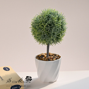 Realistic Flocked Plastic Grass Ball Miniature Bonsai Jinhua Home Decor Ornament Simulated <strong>Potted</strong> Plant - Product Image 2