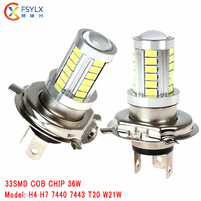 33SMD LED H4 H7 7440 7443 Car Fog Light Bulb Lamp T20 W21w W21/5w White Car Auto Head Lamp H4 Stop Lamp Car Stop Reverse Lights