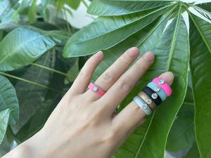 <strong>Silicone</strong> Women's Gemstone <strong>Ring</strong> Engagement Diamond <strong>Silicone</strong> Wedding <strong>Ring</strong> With <strong>Customized</strong> Color&amp;Logo - Product Image 3