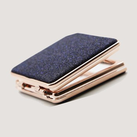 Miroir de maquillage compact rectangulaire avec logo personnalisé, en alliage de zinc, pliable, pour les voyages, le maquillage quotidien, les mariages, les cadeaux