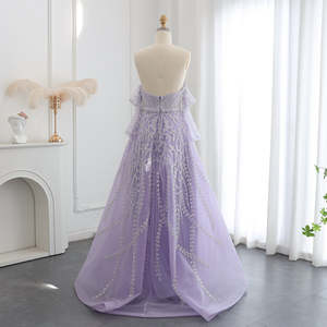 Jancember LSZ462 Elegant Lilac Boat Neck Belt A-line Evening Prom Gowns - Product Image 2
