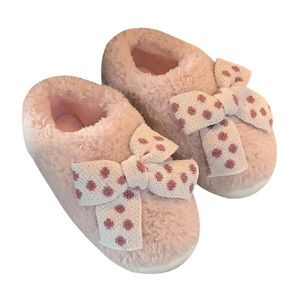 XIXIXITIAO <span class=keywords><strong>pas</strong></span> <span class=keywords><strong>cher</strong></span> nœud papillon intérieur chambre hiver moelleux peluche chaussette femmes maison chaussures pantoufles pour femmes - Product Image 1