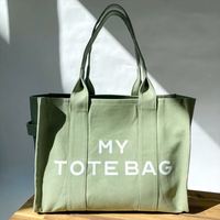 Tas Selempang Kanvas Katun Besar Awet dengan Logo DIY Custom, Cocok untuk Perjalanan, Belanja, Wanita, Musim Semi, Gugur, Dingin, Dilengkapi Resleting