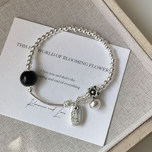 Pulsera de Plata de Ley S925 con Cuentas de Ágata Negra, Estilo Vintage, Acabado Antiguo, Joyería Unisex para Uso Diario - Product Image 5
