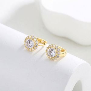 925 Sterling Silver Cute Huggie Hoop Earrings Natural Stone <b>Clip</b> Earrings for Women - Product Image 5