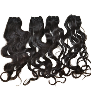 Vente chaude en gros usine vague naturelle bouclés brut indien vierge faisceaux de cheveux humains trame de cheveux Super Double dessiné génie trame - Product Image 2