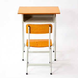 Escritorio Escolar Resistente con Cajón con Cerradura y Gancho para Libros, Patas Metálicas con Estructura Cromada, Muebles para Estudiantes para Aulas Universitarias - Product Image 2
