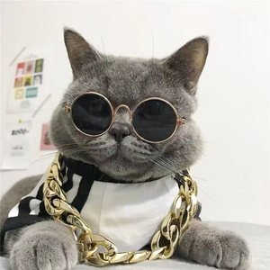 Lunettes de soleil amusantes pour chat et chien, lunettes pour animaux de compagnie, rondes, en métal, petites, classiques, rétro - Product Image 4