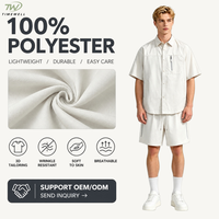 Ensemble coordonné 2 pièces unisexe Gorpcore Techwear, chemise à manches courtes à texture gaufrée, short élastique, séchage rapide, respirant