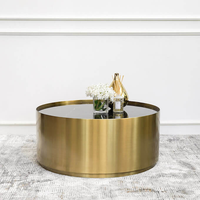 Table basse en acier inoxydable minimaliste et moderne Table centrale ronde de luxe pour meubles de salon d'hôtel à domicile