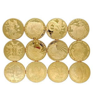 Moneda chapada en oro redonda conmemorativa de doce constelaciones <span class=keywords><strong>con</strong></span> impresión UV diseño religioso Regalo de Cumpleaños recuerdo de fiesta de vacaciones - Product Image 1