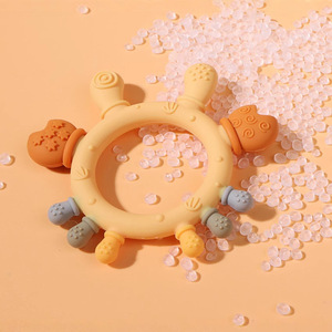 Anneau de dentition en silicone de qualité alimentaire pour bébé, motif étoile mignon, facile à saisir, jouet à mâcher pour bébé - Product Image 1