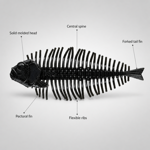 Leurre souple en silicone côtelé avec squelette pour la pêche en eau salée et douce (bar, truite, brochet) - Product Image 1