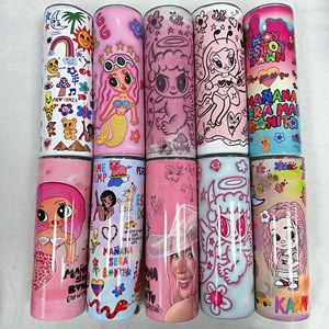 Nueva llegada personalizada Linda caricatura Rosa Karol G álbum diseñador 20oz flaco aislado tazas de café vaso con tapa y pajita - Product Image 2