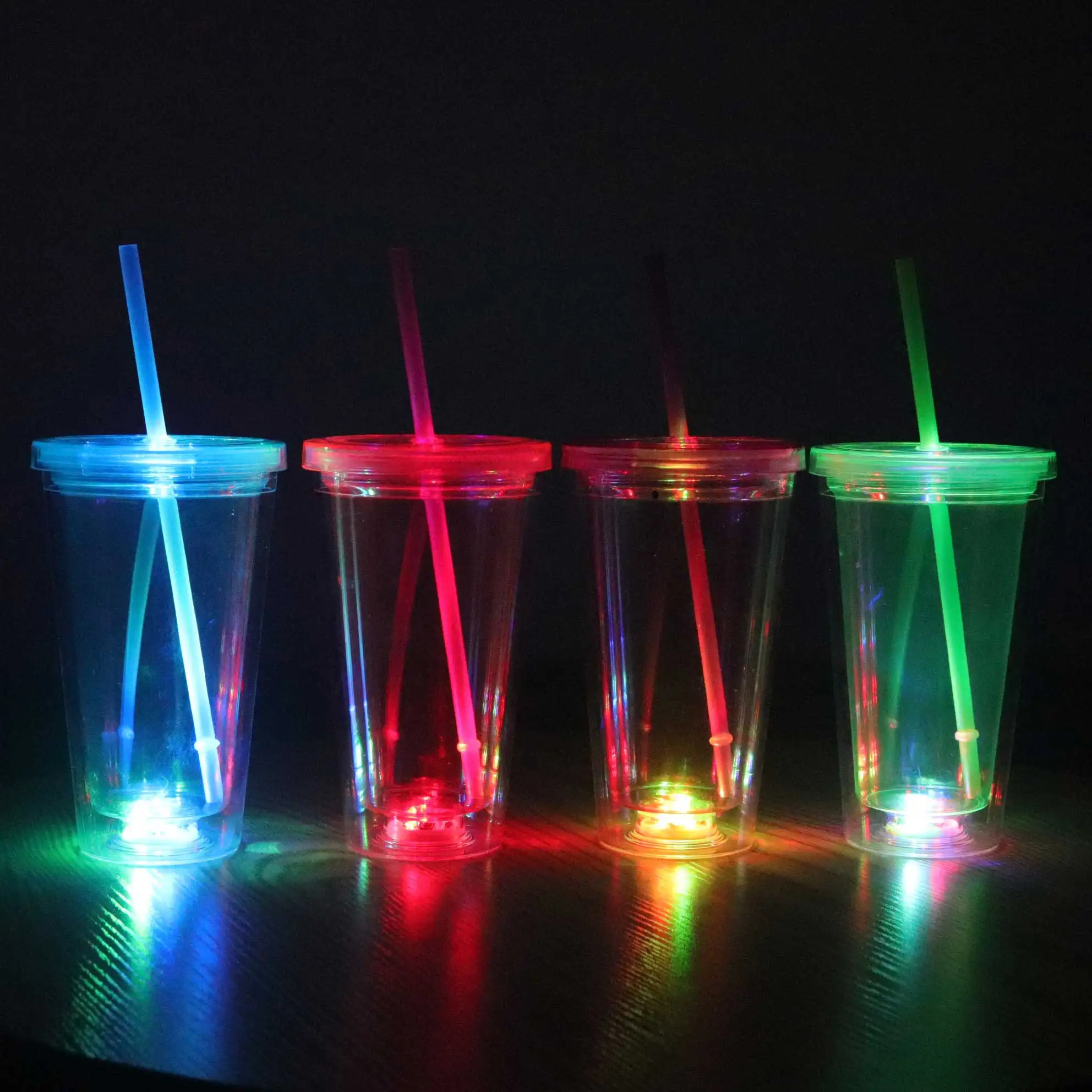Luces Led intermitentes para fiestas, vaso de plástico con doble pared, 16Oz