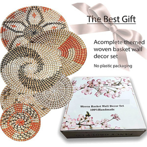 Ahome Rattan fatto a mano appeso a muro cesto di decorazione intrecciata parete appesa a parete moderna accessori per la casa per soggiorno camera da letto decorazione della parete - Product Image 3