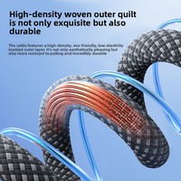 Kabel Pengisian Cepat USB Type-C Anyaman Kepang dengan Indikator LED 6A Dua-dalam-Satu untuk Transfer Data dan Pengisian Daya Ponsel