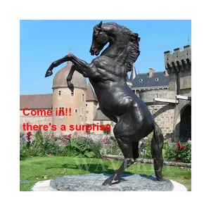 Jardin extérieur décoratif grande grandeur grandeur nature laiton antique cuivre Bronze arabe saut cheval Sculpture chevaux Statues