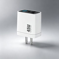 Chargeur rapide pour téléphone portable 45W avec affichage numérique, chargeur USB Type C PD avec câble USB C, adaptateur secteur USB-C à charge rapide 45W