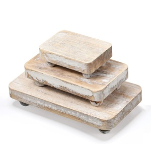 Bretelle in legno Vintage per la visualizzazione di legno piedistallo rustico in legno Stand vassoio montante per la casa decorazione <span class=keywords><strong>cucina</strong></span> - Product Image 3