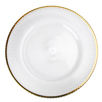 Assiettes de présentation en verre pour mariage avec bord doré, vente en gros