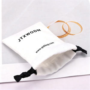 Pochette en coton et lin personnalisée pour cosmétiques, bijoux, cadeaux, avec cordon de serrage - Product Image 3