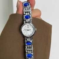 Jam Tangan Wanita Mewah Terbaru Terlaris Desain Rantai Perak Inlay Mata Kucing Tahan Air 30M Mesin Quartz
