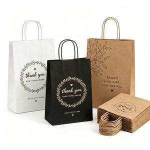 Custom Printing Brown Bags Handle for Promotional Business Event Gift Cakes Packaging Kraft Paper Bag With Logo - Product Image 1