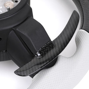 Volant en Fibre de Carbone et Cuir Blanc avec Palettes et Garniture en Carbone pour <span class=keywords><strong>BMW</strong></span> F10 F20 F30 F31 F32 M3 F80 M4 F82 M2 F87 E70 E90 E92 - Product Image 6